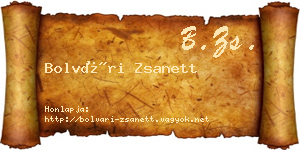 Bolvári Zsanett névjegykártya